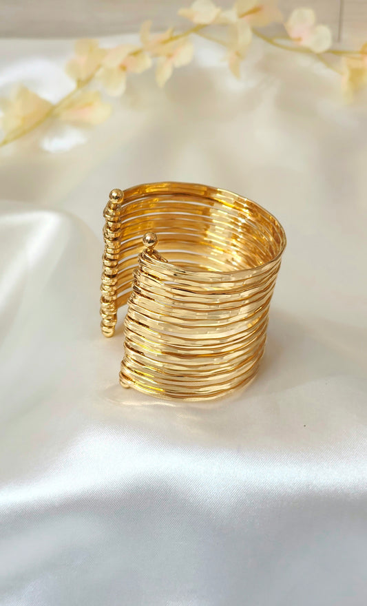 Gold-Plated Geometric Open Cuff Bracelet