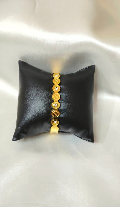 Chic Geometric Studded Gold-Plated Bracelet