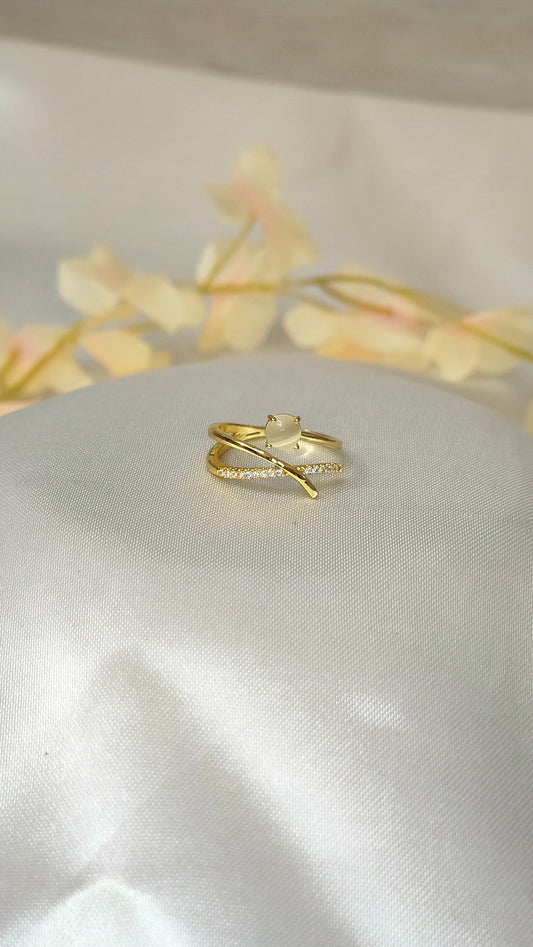 Gold-Plated Crossover Solitaire CZ Ring
