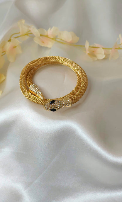 Serpent Motif  Gold-Plated Bracelet