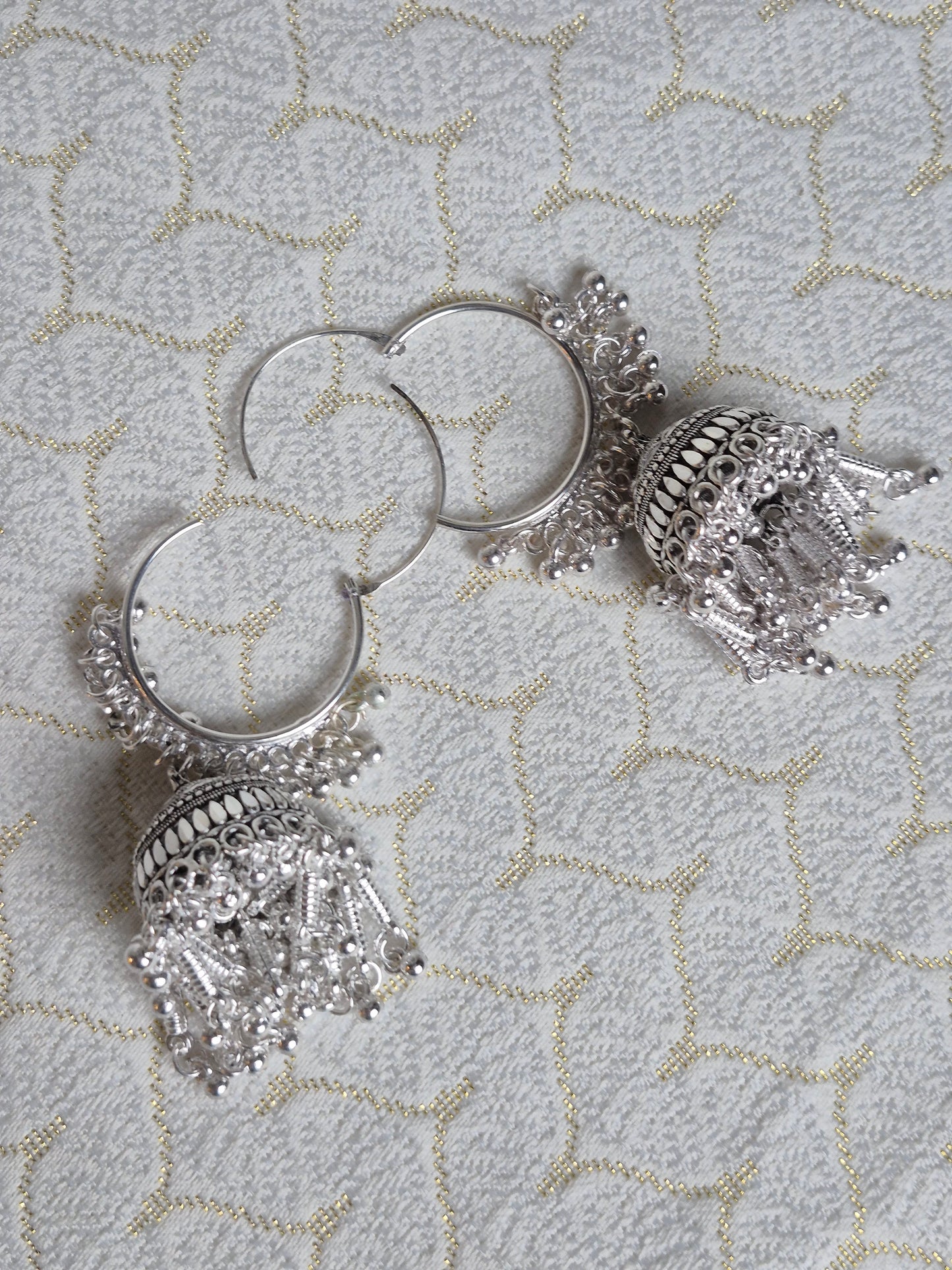 Silver Oxidized Hoop Jhumka – Traditional Design for Ethnic Wear