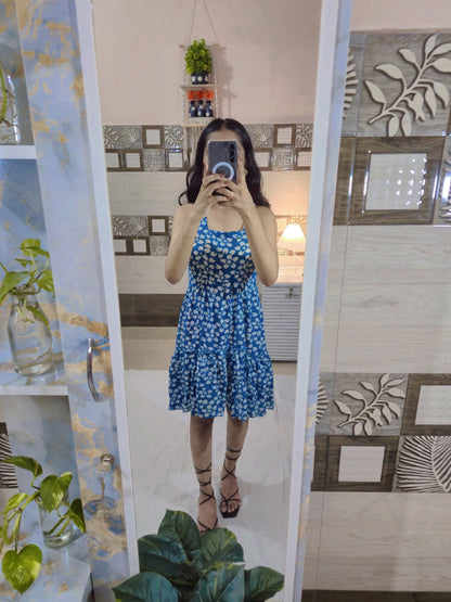 Stunning Blue Floral Midi Dress - Perfect for Every Occasion
