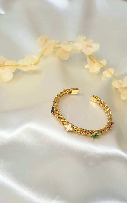 Clover Charm Braided Gold-Plated antitarnish Bracelet