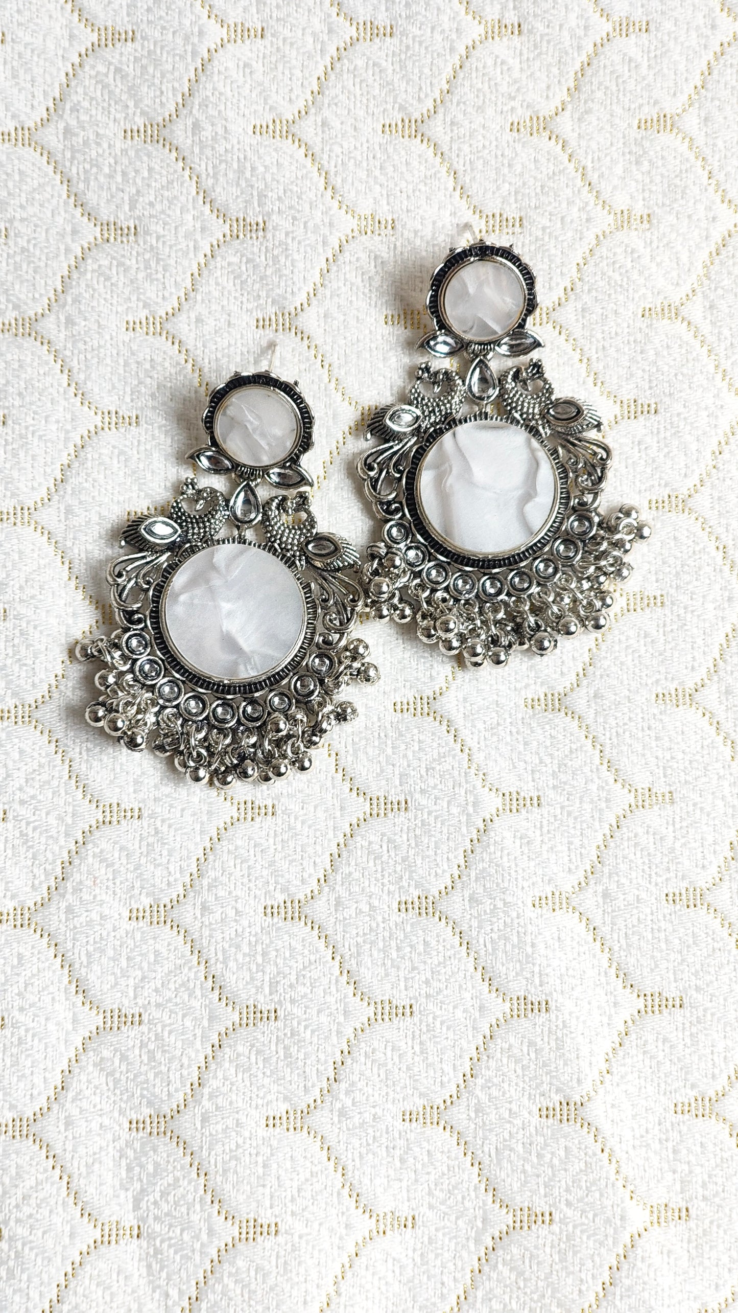 Antique Silver Oxidized Jhumka – Ethnic Peacock Design