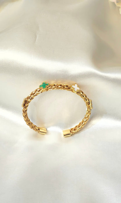 Clover Charm Braided Gold-Plated antitarnish Bracelet